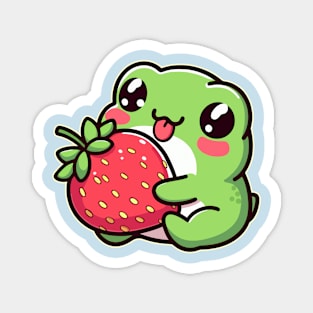 Kawaii Baby Frog Holding Strawberry Fruit Cute Toad Lover Magnet