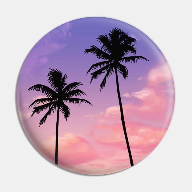 Palm tree purple Sunset Pin by Trippycollage