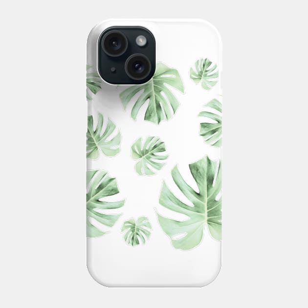 Tropical Green Leaves Phone Case by peachesinthewild