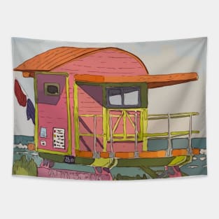 Cute Lifeguard tower in South Beach Miami Florida Tapestry