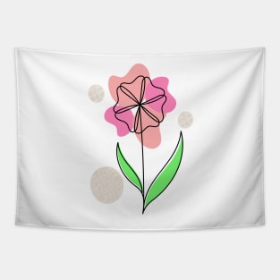 One line art pink cosmos flower Tapestry