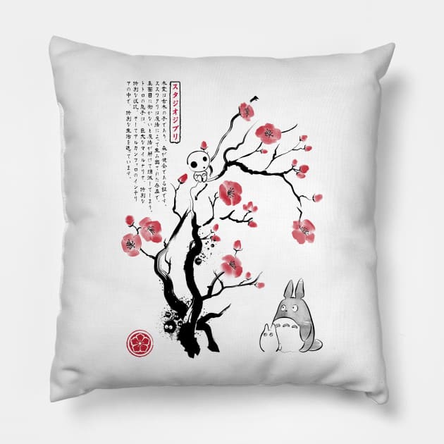 Spirits sumi e Pillow by DrMonekers