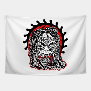 closed mouth monster halloween Tapestry