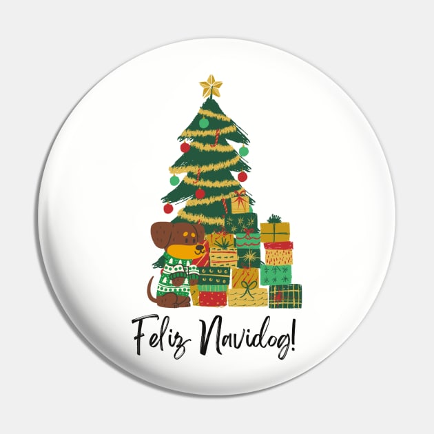 Feliz Navidog! (Feliz Navidad) Christmas Tree Festive Dog Pin by LoveofDog