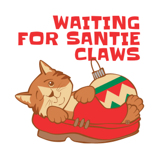 Cat Waiting for Santie Claws T-Shirt