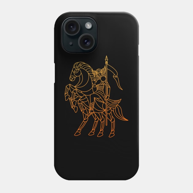 Valkyrie with sleipnir line art Phone Case by Shankara