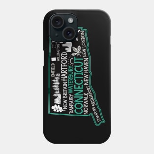 Connecticut Waterbury cute map New Haven Enfield Willington Putnam Norwalk Stamford Bridgeport Phone Case