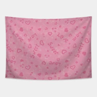 Pink Hearts Pattern Tapestry