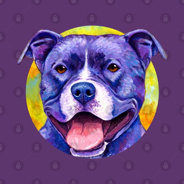 Peppy Purple Pitbull Terrier Dog by rebeccawangart