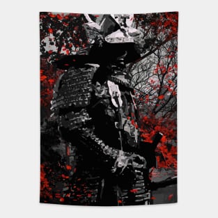 Samurai Red Flowers Tapestry