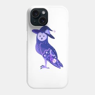 Purple Barn Owl in a Witch Hat Phone Case