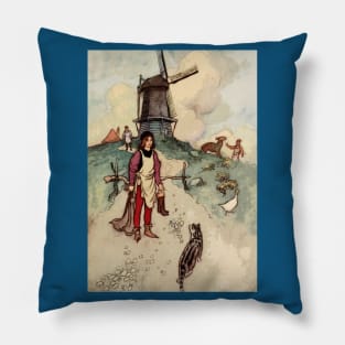 Puss in Boots - Warwick Goble vintage fairytale aesthetic Pillow