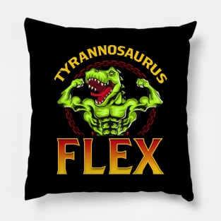 Tyrannosaurus Flex Funny Gym Workout Pun T-Rex Pillow