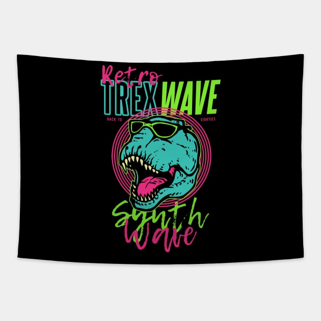 Trex Wave Retro Tapestry by HollyDuck