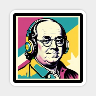 Benjamin Franklin 90s Retro Colors Music Genius Art Magnet