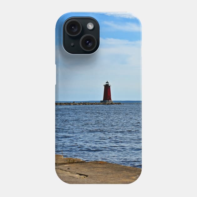 Manistique Pierhead Lighthouse on Lake Michigan Phone Case by Viking Visual - Lori Svensen