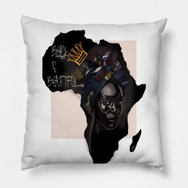 Black is beautiful queen Pillow by Roxbuc