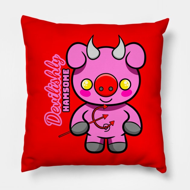 Devilishly Hamsome Pillow by RD Doodles