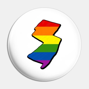 Rainbow New Jersey Outline Pin