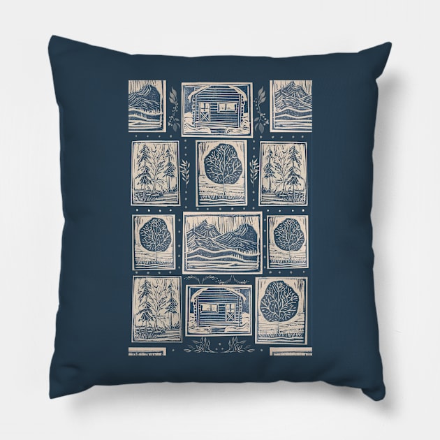 Rustic Country Block Print Pillow by Salzanos