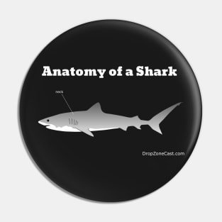 Anatomy of a Shark T-Shirt (white text) Pin