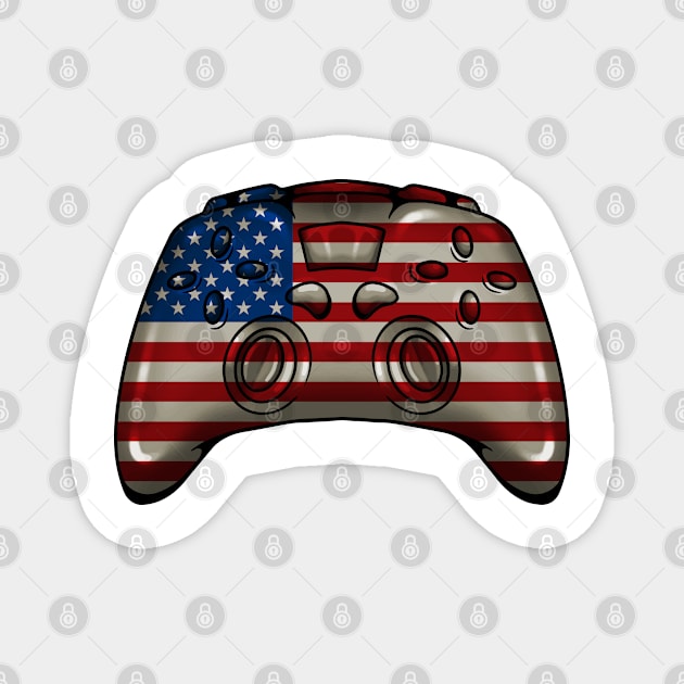 4th of July America Video Game Gamer Kids Boys Men USA Flag Magnet by BramCrye