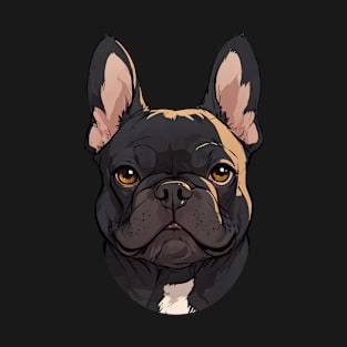 Black color portrait French Bulldog T-Shirt