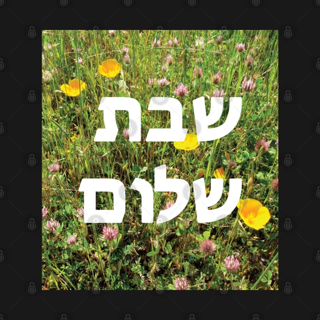 Shabbat Shalom שבת שלום Wildflowers Photograph White Text by DPattonPD