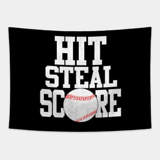 Hit Steal Score funny Baseball Player T Shirt Tapestry