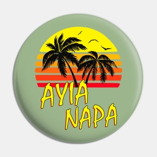 Ayia Napa Cyprus Retro Sunset Pin