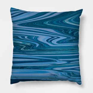 Blue Liquid Marble waves color pattern Pillow