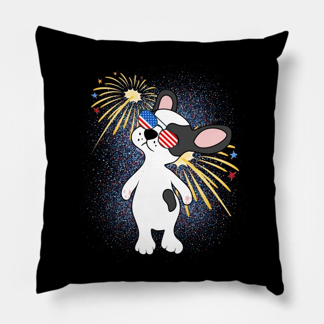 Cool Dog USA flag Patriotic 4th July independence day coolest shirt for july forth Pillow by BoogieCreates