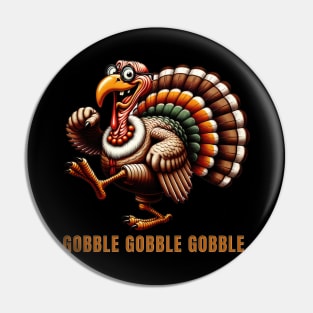 Thanksgiving Turkey Gobble Vintage Design Pin