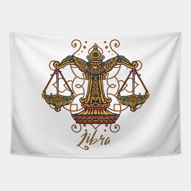 Libra Zodiac Sign Scales Tapestry by letnothingstopyou