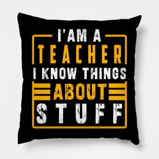 Im a teacher i know things about stuff Pillow