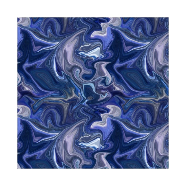 Deep Blue Silk Marble - Digital Liquid Paint by GenAumonier