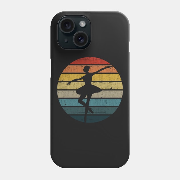 Ballet Ballerina Silhouette On A Distressed Retro Sunset graphic Phone Case by theodoros20