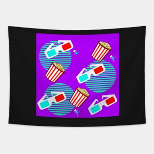 Retro Polarized 3d Glasses and Buttered Popcorn Synthwave Tapestry