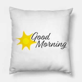 Good Morning Hand written text and Yellow sun Pillow