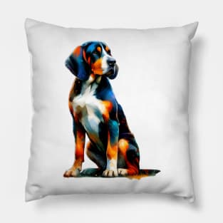 Vibrant Bavarian Mountain Scent Hound in Splash Art Pillow