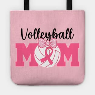 Volleyball Mom Pink Ribbon Breast Cancer Awareness Fighters Tote