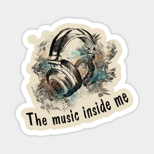 Headphones - music inside me Magnet