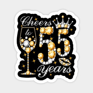 Cheers To 55 Years Old Happy 55th Birthday Queen Drink Wine Magnet