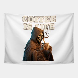 Coffee Is Life Grim Reaper Tapestry