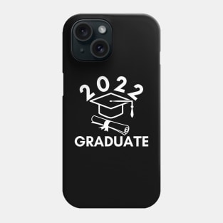 2022 Graduate. Typography Black Graduation 2022 Design with Graduation Cap and Scroll. Phone Case