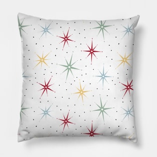 Colorful Atomic Starburst Mid Century Pattern Pillow