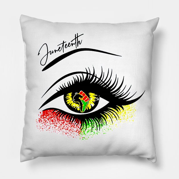 Bright Eyes Juneteenth Pillow by ryu_design