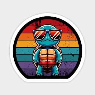 Retro Turtle in Sunglasses Barbeque Pool Party Funny Turtle Magnet