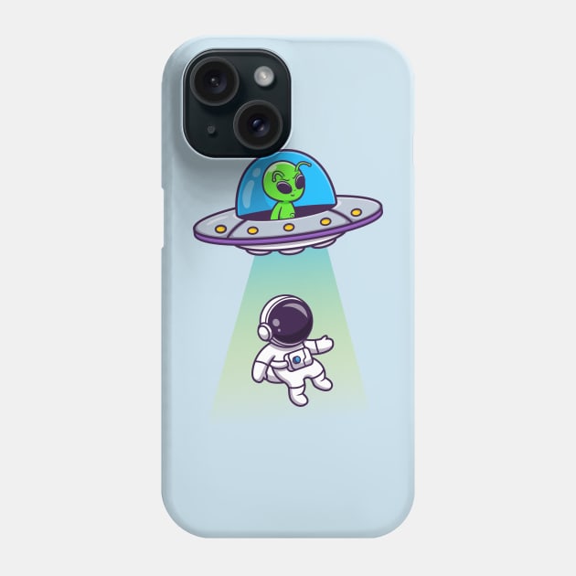 Cute Alien Spaceship UFO Invasion Astronaut Cartoon Phone Case by Catalyst Labs