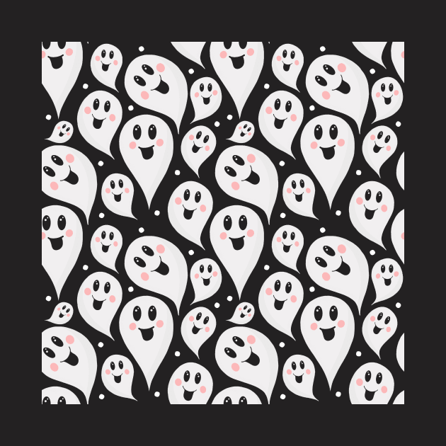 Black And White Halloween Ghosts Pattern by teevisionshop